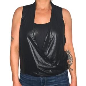 Trouvé Sleeveless Faux Leather Top Size X Small Black